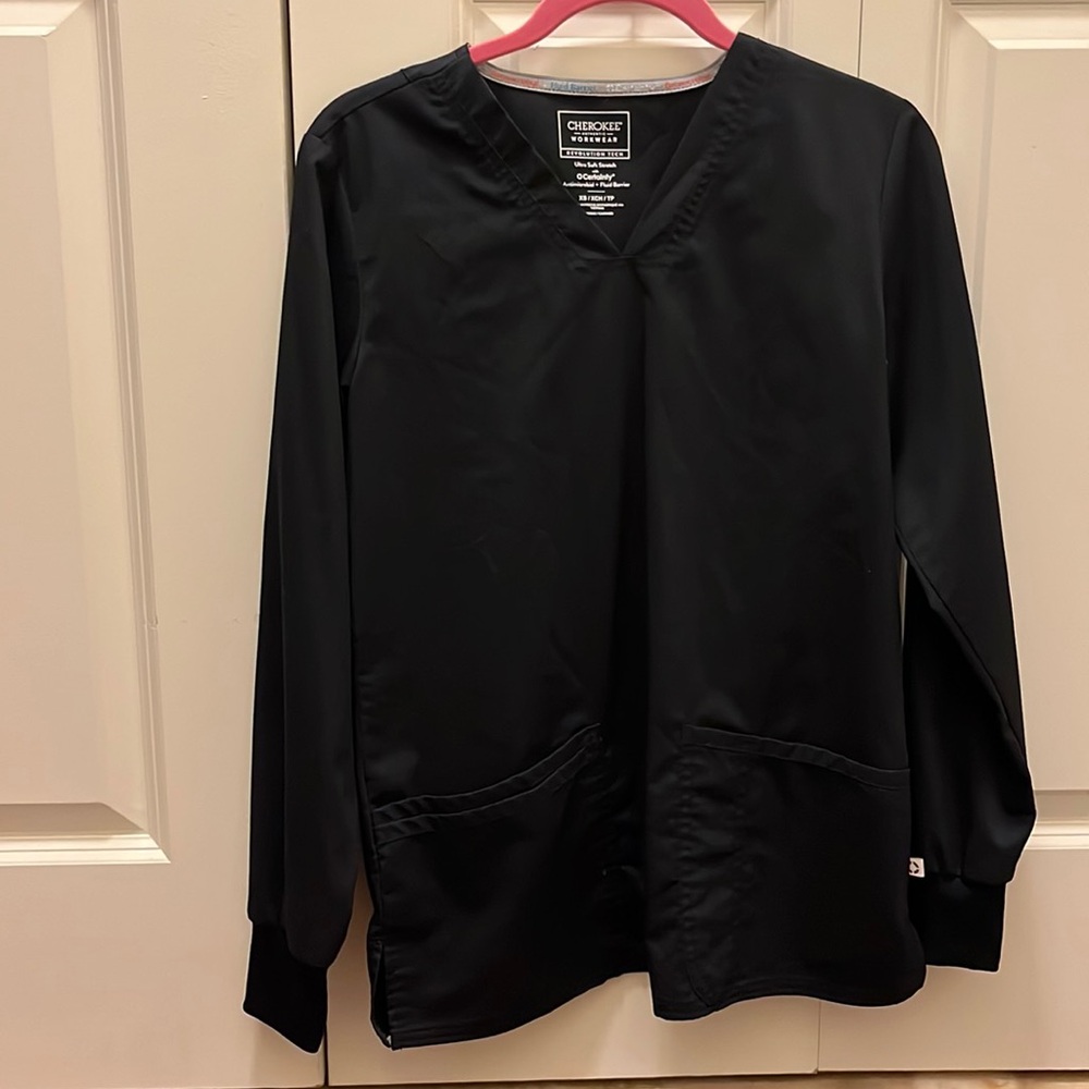 Cherokee Long Sleeve Black Scrub Top